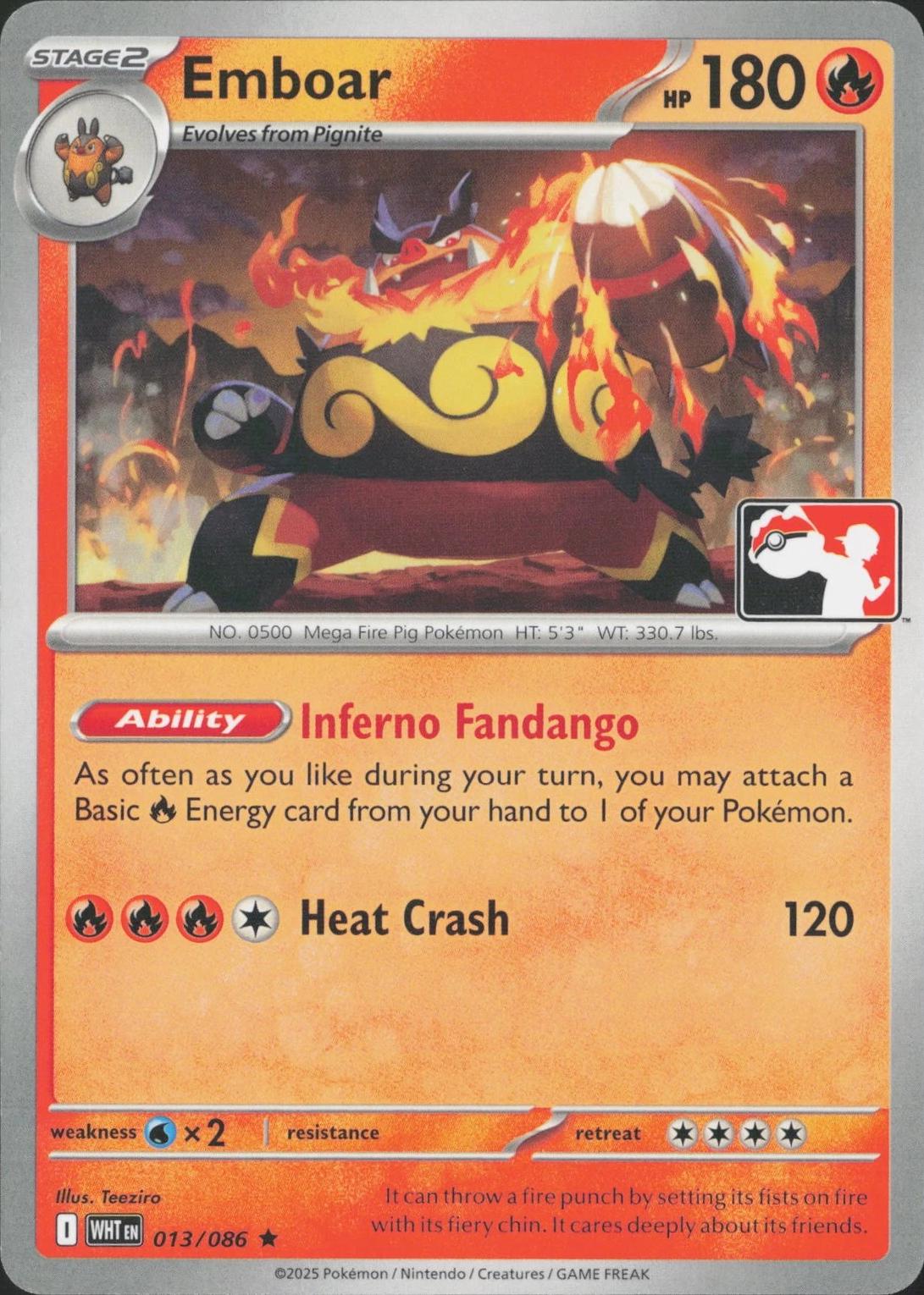 White Flare Emboar [Prize-Pack] Pokémon card